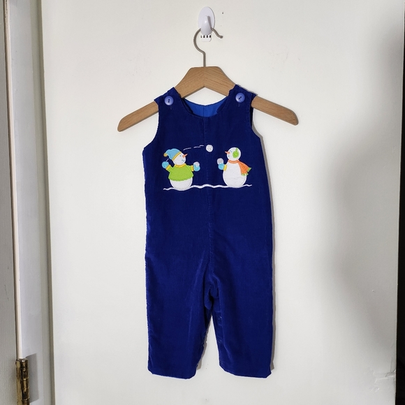 Vintage Mulberry St. 12M Blue Corduroy Applique Overall. 100% Cotton. - Picture 1 of 5